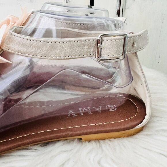 Amy Blush Rose Pink Soft Chiffon Floral Ankle Strap Sandals - Size 7.5 - Picture 3 of 7